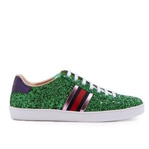 GUCCI Ace Sneaker in green glitter